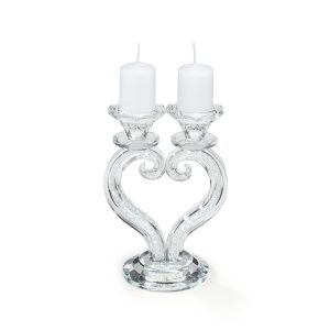 Candelabro cristallo 2 fiamme con cuore strass