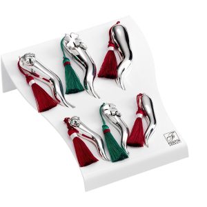 Cornetti porta fortuna smaltati argento