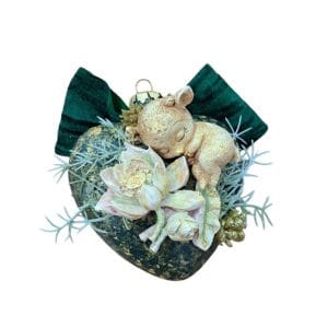 Cuore ceramica con renna