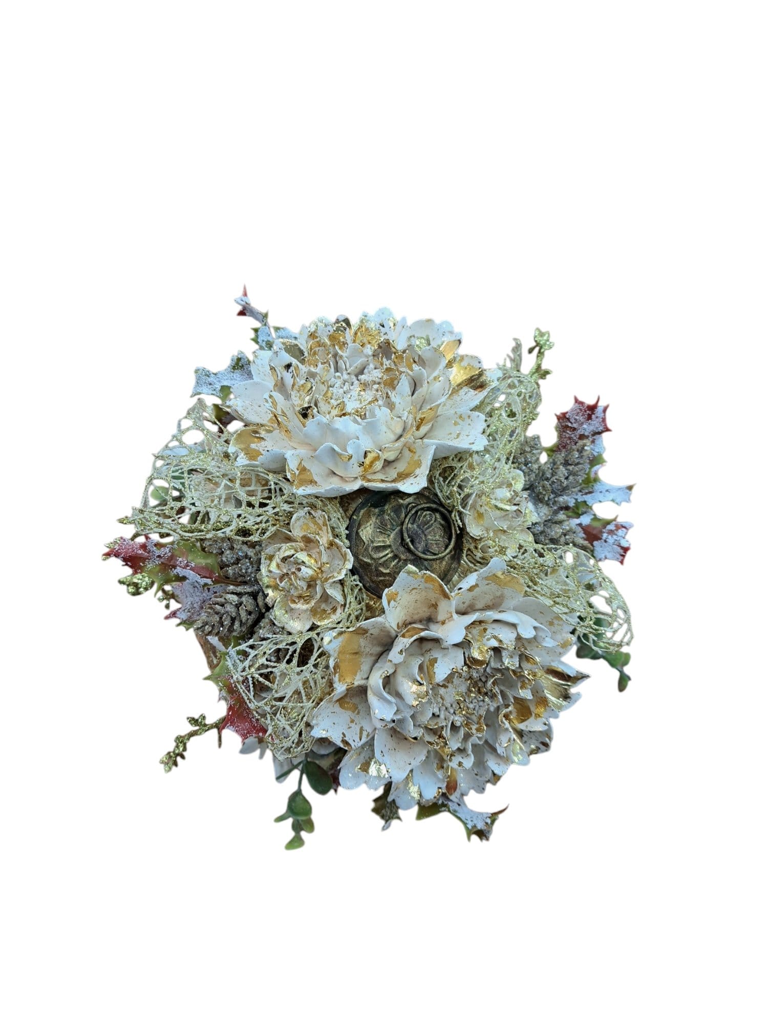 Sfera vetro oro con fiori - immagine 7